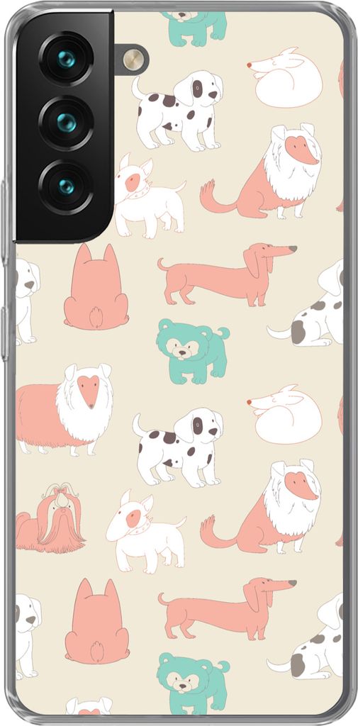 MuchoWow Handyhülle Schutzhülle Hülle für Telefoonhoesje Samsung Galaxy S22 Muster - Hund - Welpe - Jungen - Mädchen - Kinder - Kinder Silik...