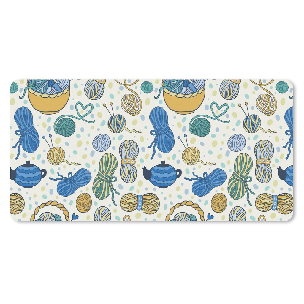 MuchoWow Schreibtischunterlage Stricken - Muster - Wolle 80x40 cm - XXL Mauspad - Gaming Mauspad