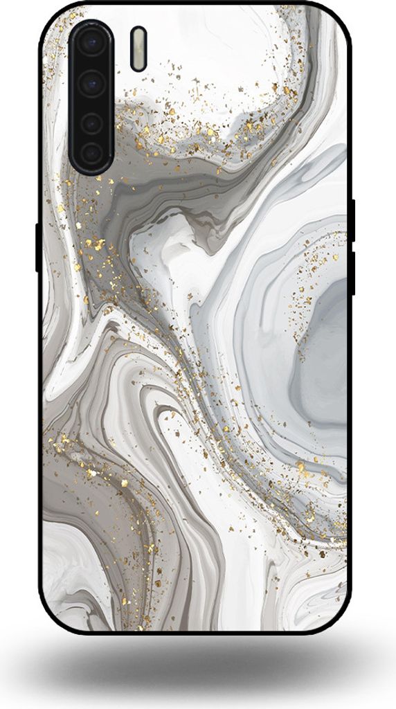 Smartphonica Handytasche passend für OPPO A91 mit Marmordruck - TPU Rückendeckung Fall Marmor Design - Silber