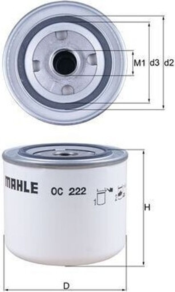 Ölfilter MAHLE OC 222 Anschraubfilter für VOLVO 480 E (482) für ALFA ROMEO 156 (932) für LANCIA LYBRA SW (839BX)