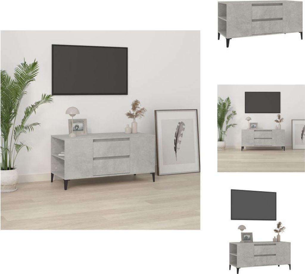 vidaXL TV-Schrank Betongrau 102x44,5x50 cm Holzwerkstoff - TV-Möbel