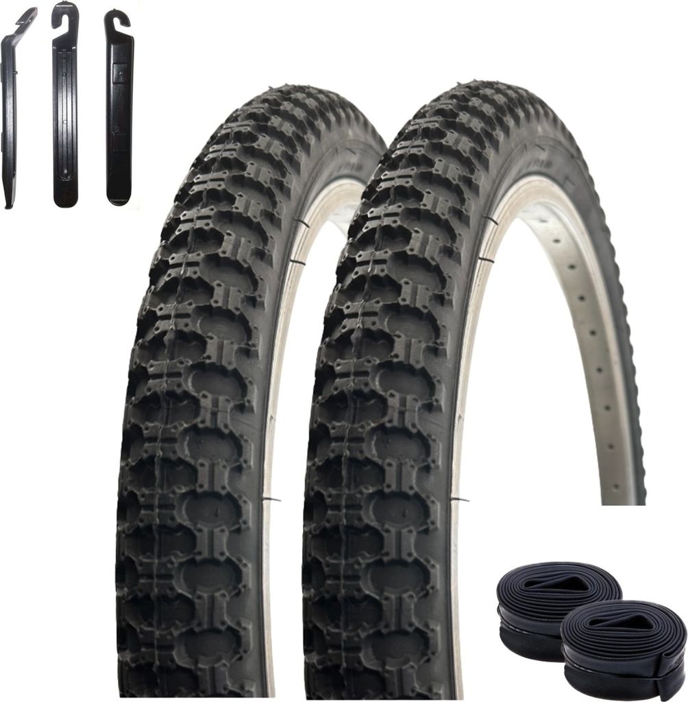 maxxi4you 2 x VEE Rubber V024 20" Fahrradreifen Schwarz 47-406 (20 x 1,75) + 2 x Schläuche DV inkl. maxxi4you Reifenheber