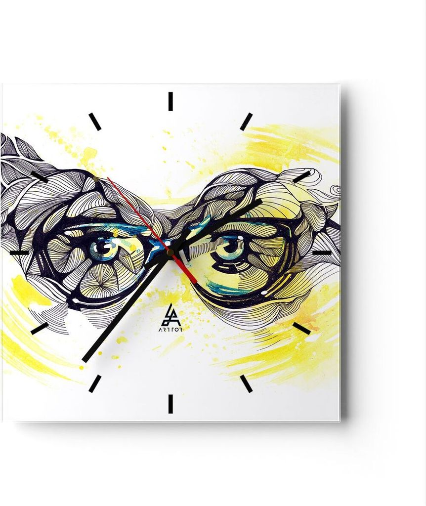 Wanduhr - Quadrat - Glasuhr - Person Auge Schatten Dekoration - 30x30cm - Schleichendes Uhrwerk - Lautlos - zum Aufhängen bereit - Dekoration Mode...