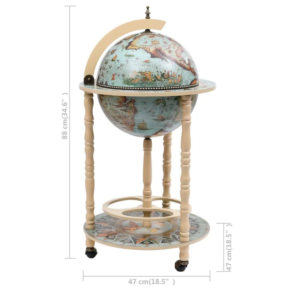 Bar Globe Bleu en Eucalyptus : Solution de Rangement Élégante et Mobile - 8