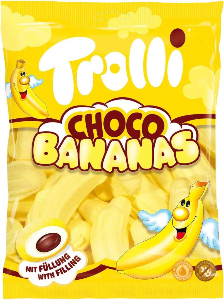 Trolli Choco Bananas Schaumzucker Bananen mit Schoko Füllung 150g