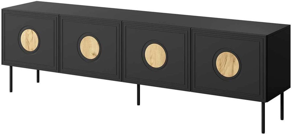 TV Lowboard TV Schrank PALAZZI 200 schwarz matt / craft eiche 200x60x40cm