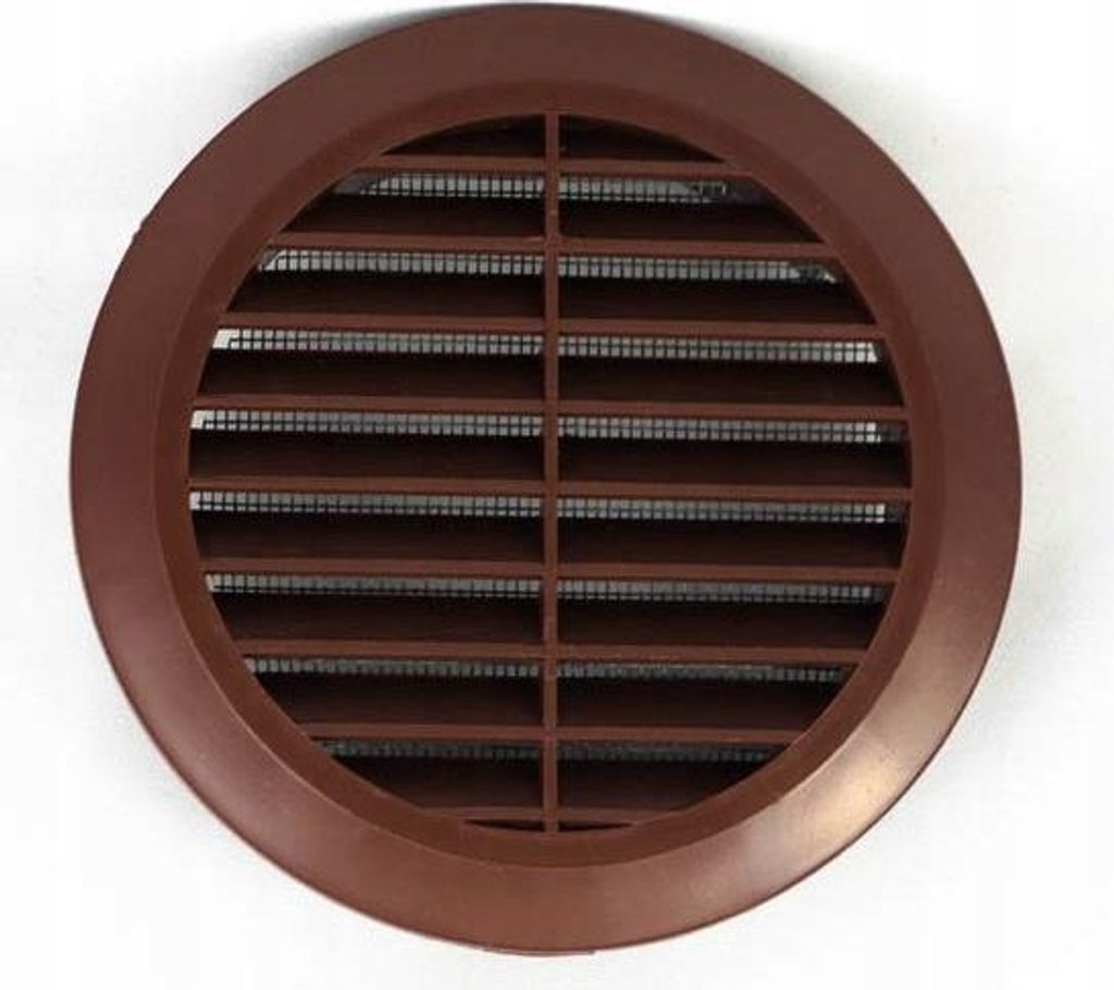 Ventilationsgitter Lüftungsgitter FEINZ rund - 100 mm - braun - mit Netz - optimaler Luftaustausch - langlebig