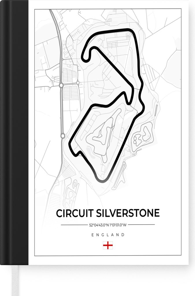 MuchoWow Notizbuch Tagebuch Haushaltsbuch Notebook A5 Rennsport - England - Rennstrecke - Silverstone - Weiß - Notizblock - Notizheft - Notebook...