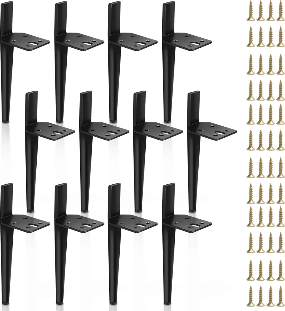 Set 12 Gambe per Mobili TolleTour 13cm Nero - Protezione e Stile Casa - 1