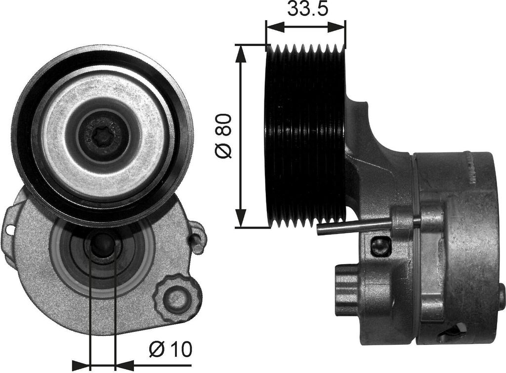 GATES T38561 Riemenspanner Keilrippenriemen passend für MERCEDES-BENZ Citaro (O 530) Ø80mm Rolle
