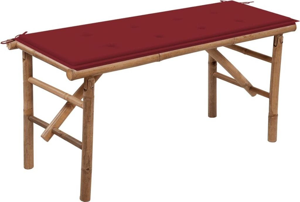 Möbel Klappbare Gartenbank mit Auflage 118 cm Bambus - Gartenbänke 3063858