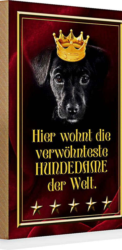 Holzschild Spruch 20x30cm hier wohnt Hundedame der Welt