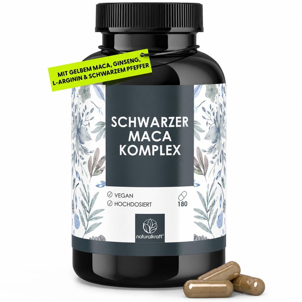 Schwarzer Maca Komplex Kapseln - Effektiv 3000 mg Schwarzer Produktbild 