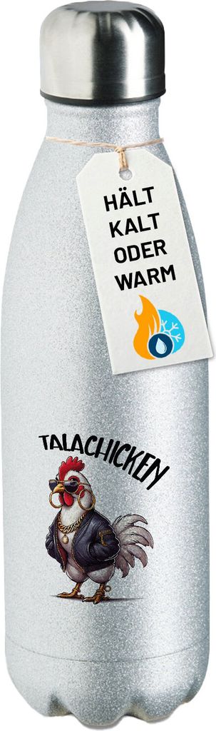 Huuraa Trinkflasche Talachicken Meme Talahon 500ml Silver Edelstahl Wasserflasche Trinkflasche Geschenkidee