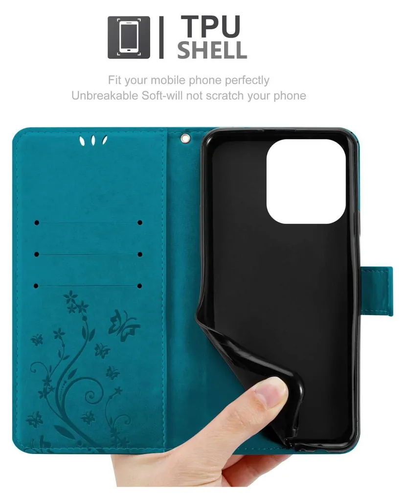 Custodia Libro iPhone 15 Pro Max Blu Floreale - Cadorabo Flip Cover - 5