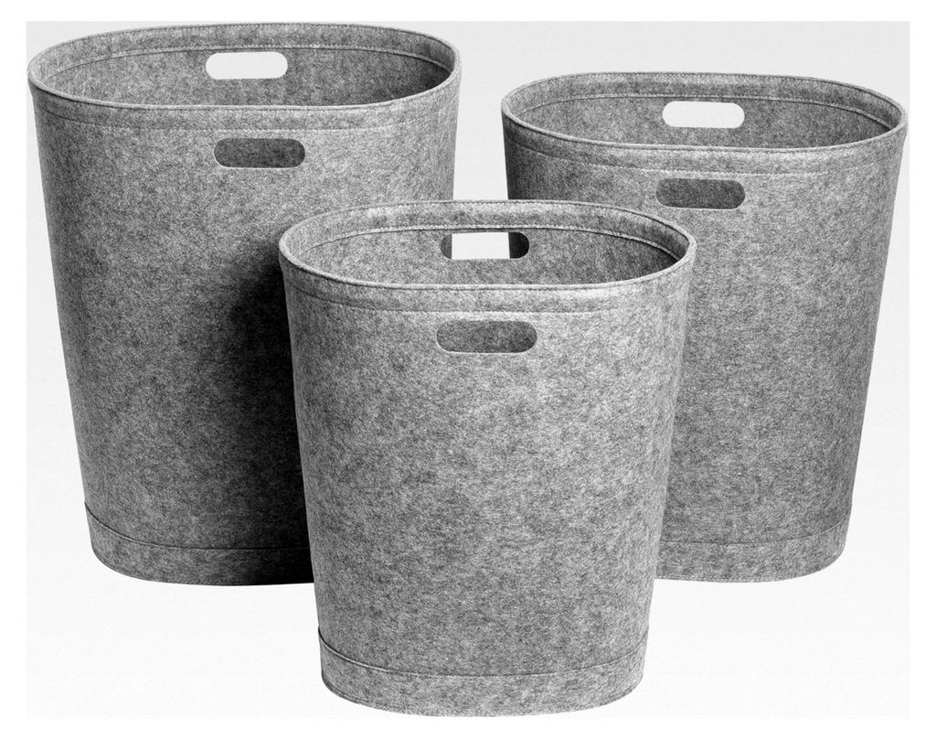 Wäschesammler Set – stapelbare Wäschekörbe aus Filz 80L, 60L & 40L – anthrazit-grau, mit Griffen & abwaschbar – ovale Wäschetonnen & Wäs...