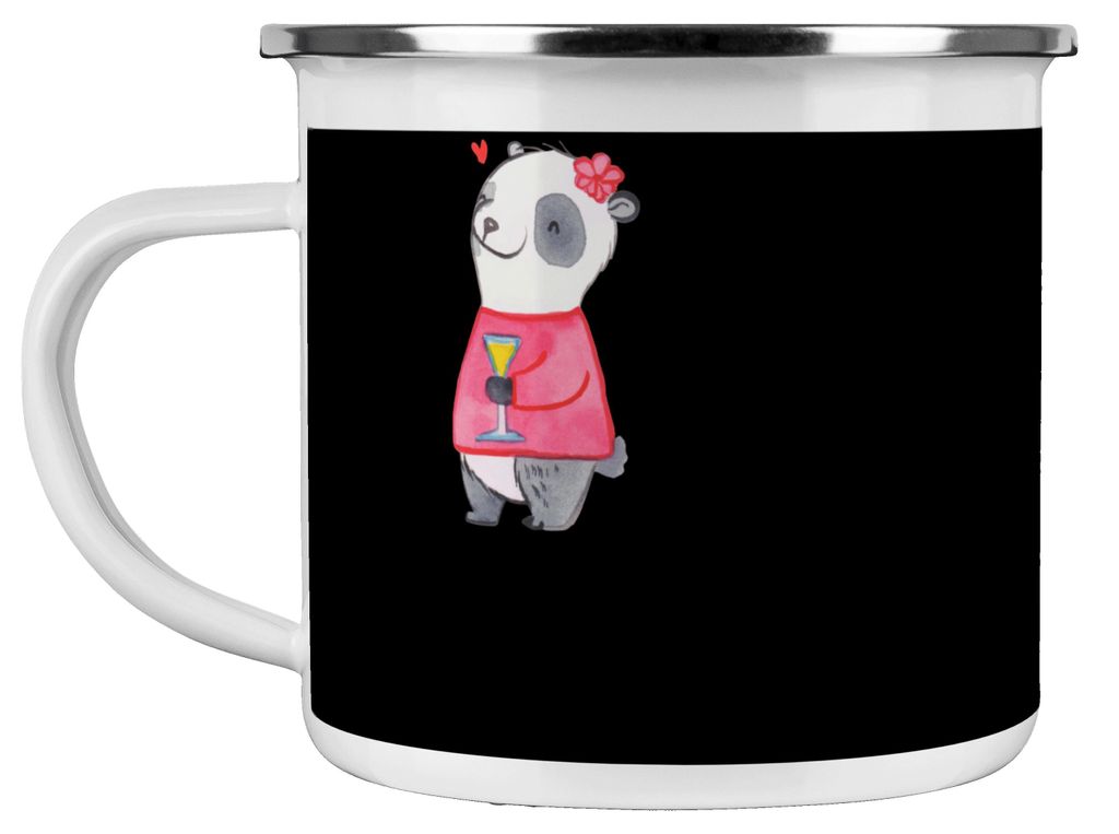 Mr. & Mrs. Panda Teetasse Beste Brautjungfern - Schwarz - Geschenk, Hochzeitstag, Hochtzeit, Emaille Becher, Pott, outdoortasse, Kaffeepott, Zuneig...