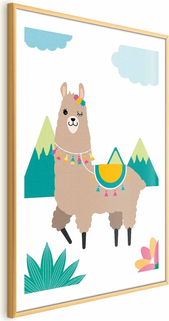 Poster Lama 40x60 cm con Cornice Dorata | Quadro Moderno con Margine