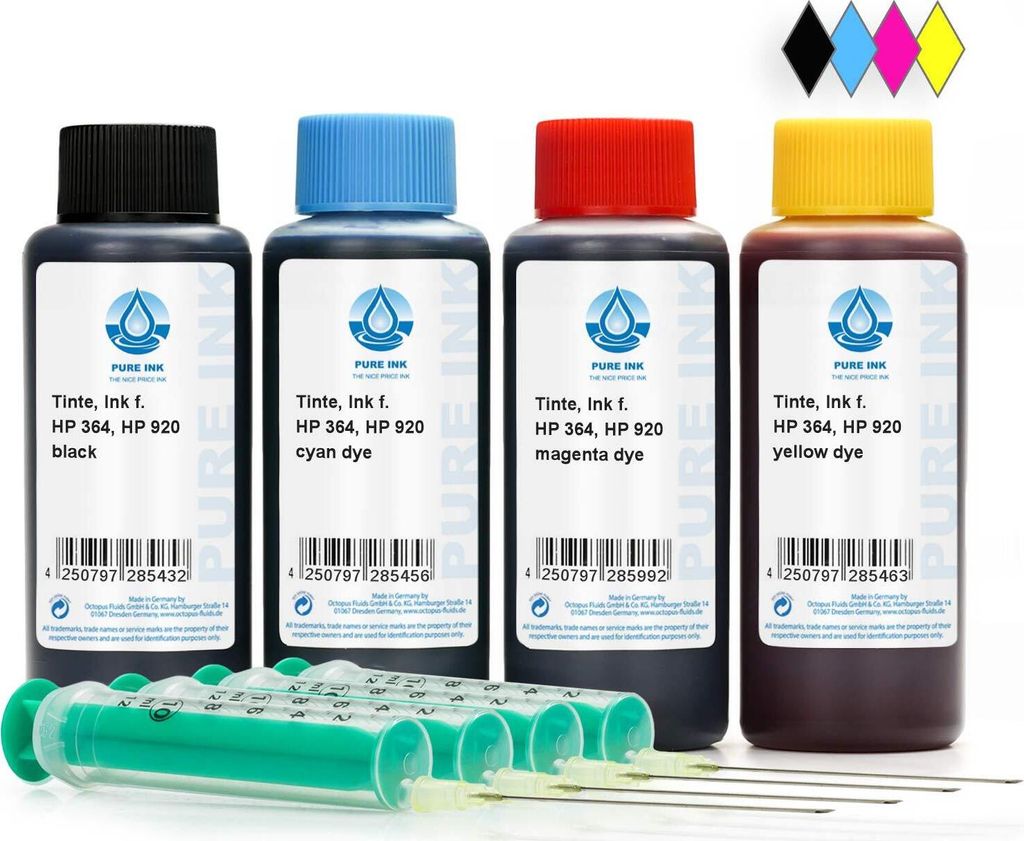PureInk Nachfülltintenset für HP 300, HP 920 vier Farben