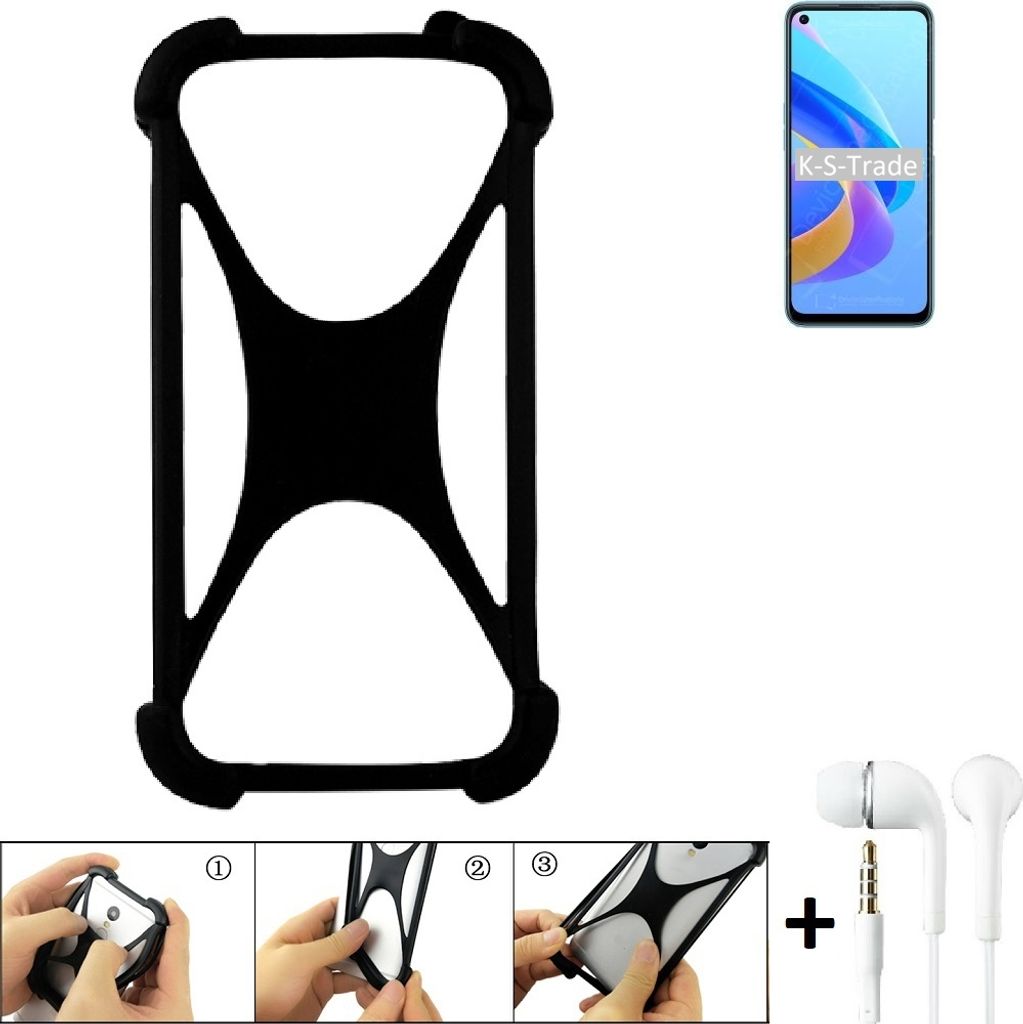 K-S-Trade Handy-Hülle + headphones kompatibel mit Oppo A36 Schutz-Hülle Bumper Silikon Cover Case Silikoncase Silikonbumper TPU Softcase Smartphone,