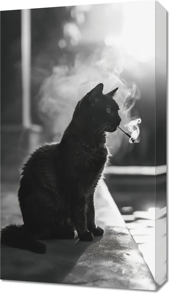 Quadro Moderno Gatto 40x70 Pausa Felina: Decorazione Parete Elegante