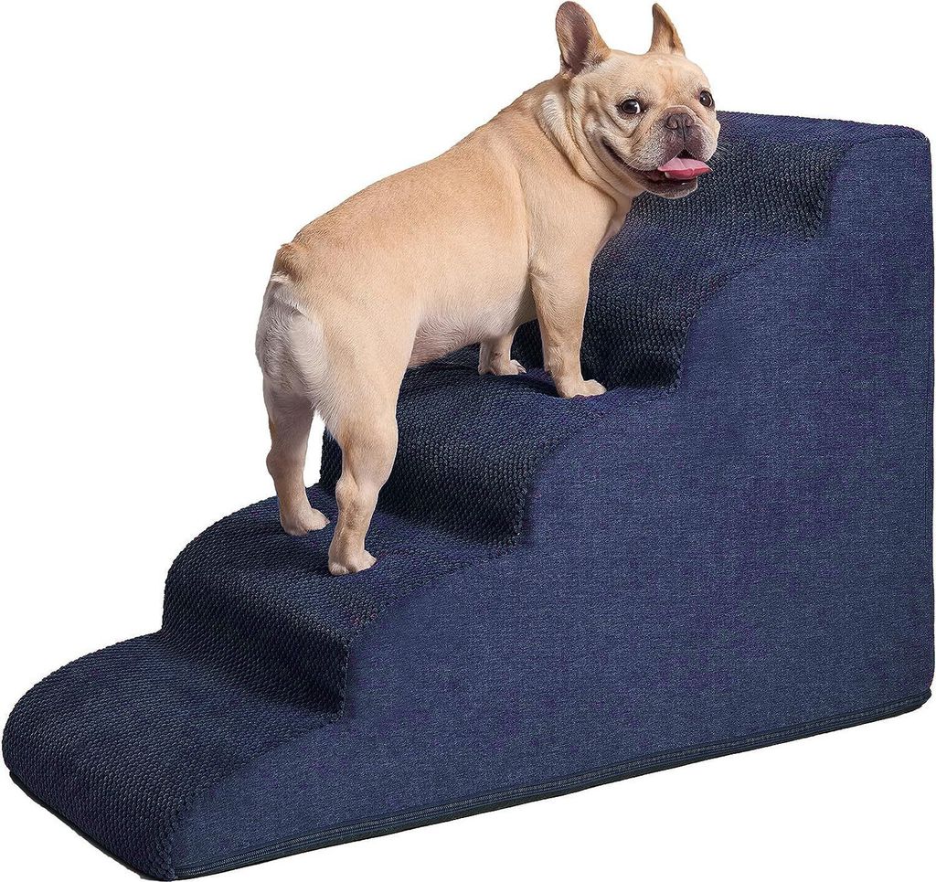 Haustiertreppe, Hundetreppe, kleines Hundebett, rutschfeste Leiter, abnehmbares und waschbares Katzenbettsofa, 5-lagig, Blau