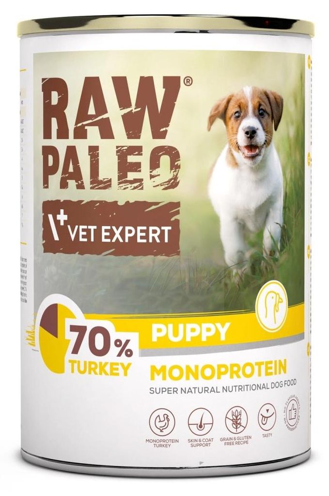Vet Expert Raw Paleo Puppy Monoprotein Turkey 400g Produktbild 