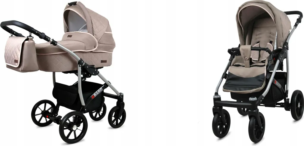 Poussette 2 en 1 BabyLux Qbaro Khaki confortable contre les secousses