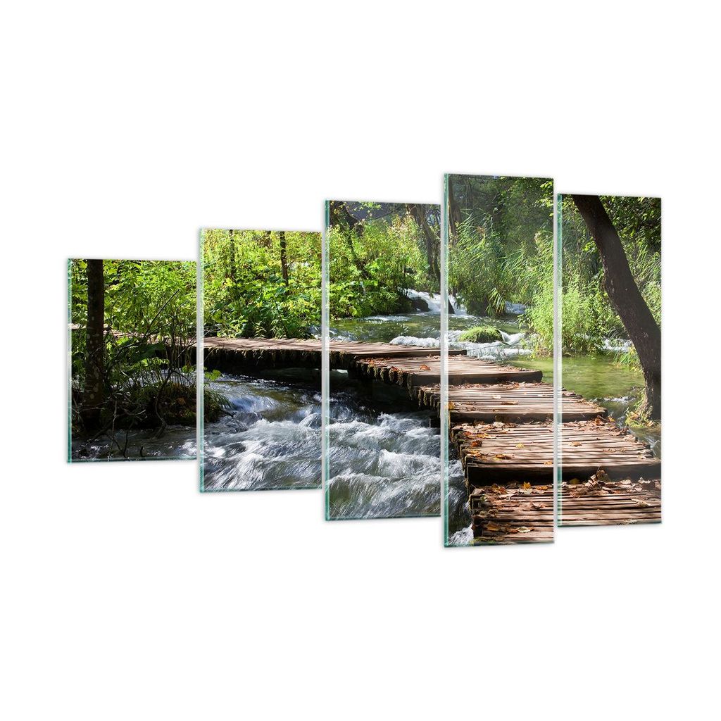 Bilder auf glas - Park natur grün bäume - 100x60cm - Glasbilder - Wandbilder - Kunstdruck - zum Aufhängen bereit - Wanddekoration aus Glas - Gla...