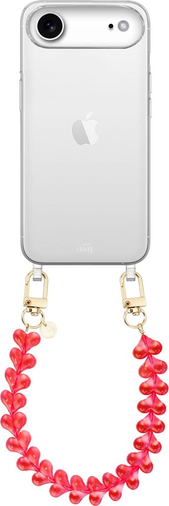 iPhone 17 Air - Funky Hearts (Transparent Red) Transparant Cord Case