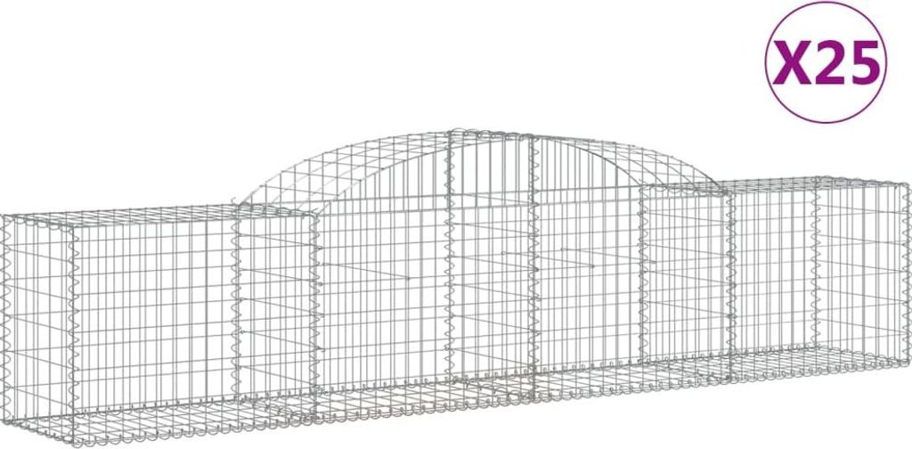 vidaXL Gabionen mit Hochbogen 25 Stk. 300x50x60/80 cm Verzinktes Eisen