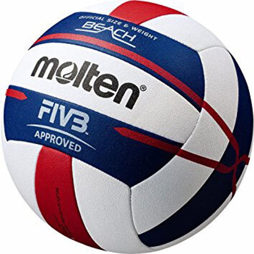 A close-up of a Molten beach volleyball.