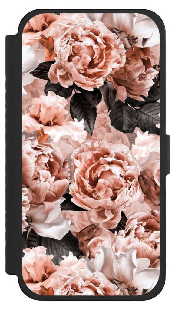 NIVOCASE Klapphülle für Apple iPhone 15 Pro Max Handyhülle aus Kunst Leder NIVOflip schwarz Blume Rose Vintage