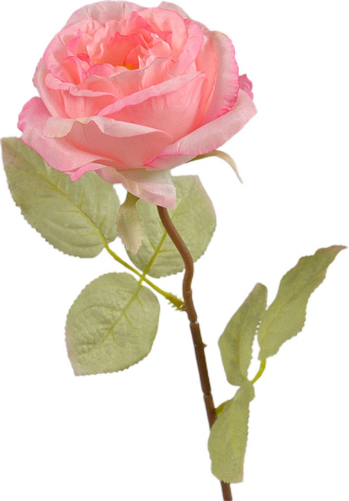 Gefälschte Blume lebendige Aussehen Gartenarbeit hellfarbene elegante künstliche Rosenblume mit Blättern Urlaubsbedarf-Kirschrosa