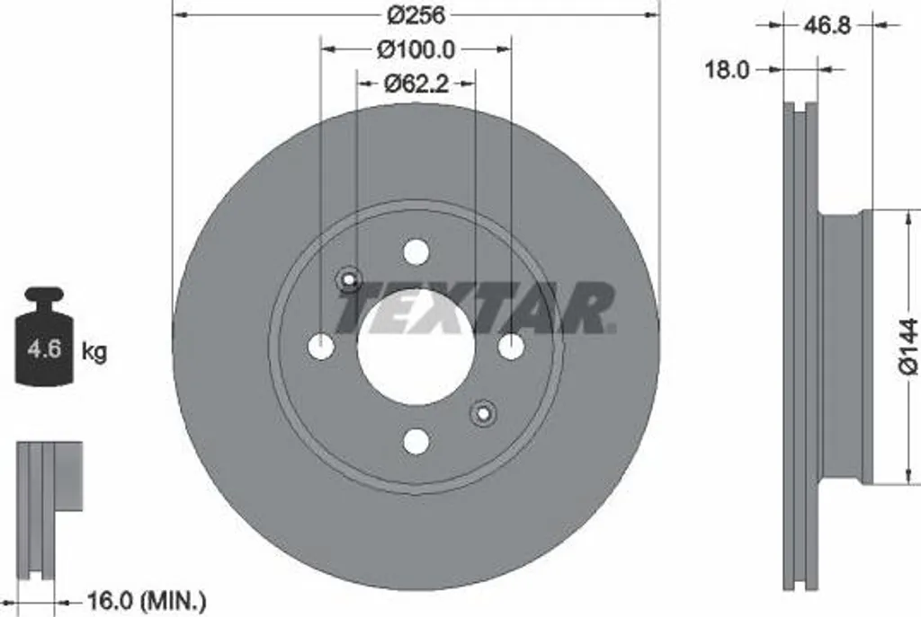 Disque frein Textar 92204900 pour Hyundai i20 OE 517121J500 sécurité