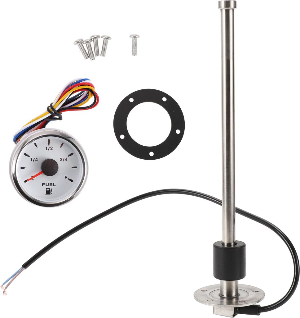 Kraftstoff-Sendeinheit und Messgerätesatz 11,42" Länge Boot Kraftstoff-Sendeinheit Marine Kraftstoff-Sender Einheit Metall Silber Ton Weiß 1 Sat...