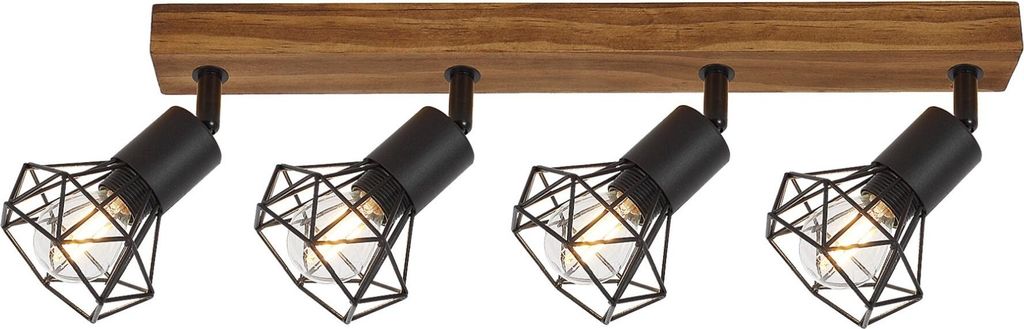 Rabalux 3140 Deckenstrahler 4 Spots Zeus, E14-Holz, braun-schwarz, Industriell, 66,5cm