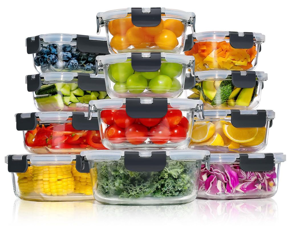 YASHE Glas-Frischhaltedosen LN-12PCS, 12 Behälter, 6,75 L, Produktbild 