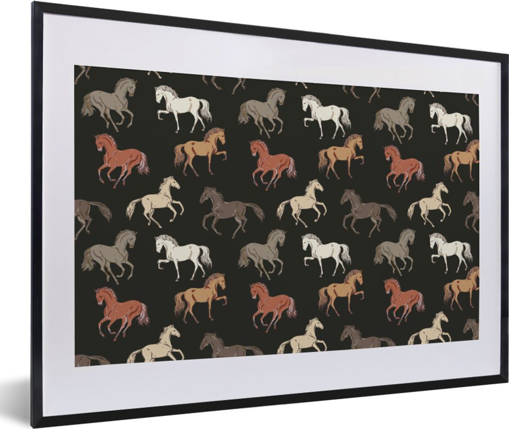 MuchoWow MuchoWow Gerahmtes Poster Pferde - Weiß - Braun - Mädchen - Kinder - Mädchen 60x40 cm - Poster mit zchwarzem Bilderrahmen - Schlafz...