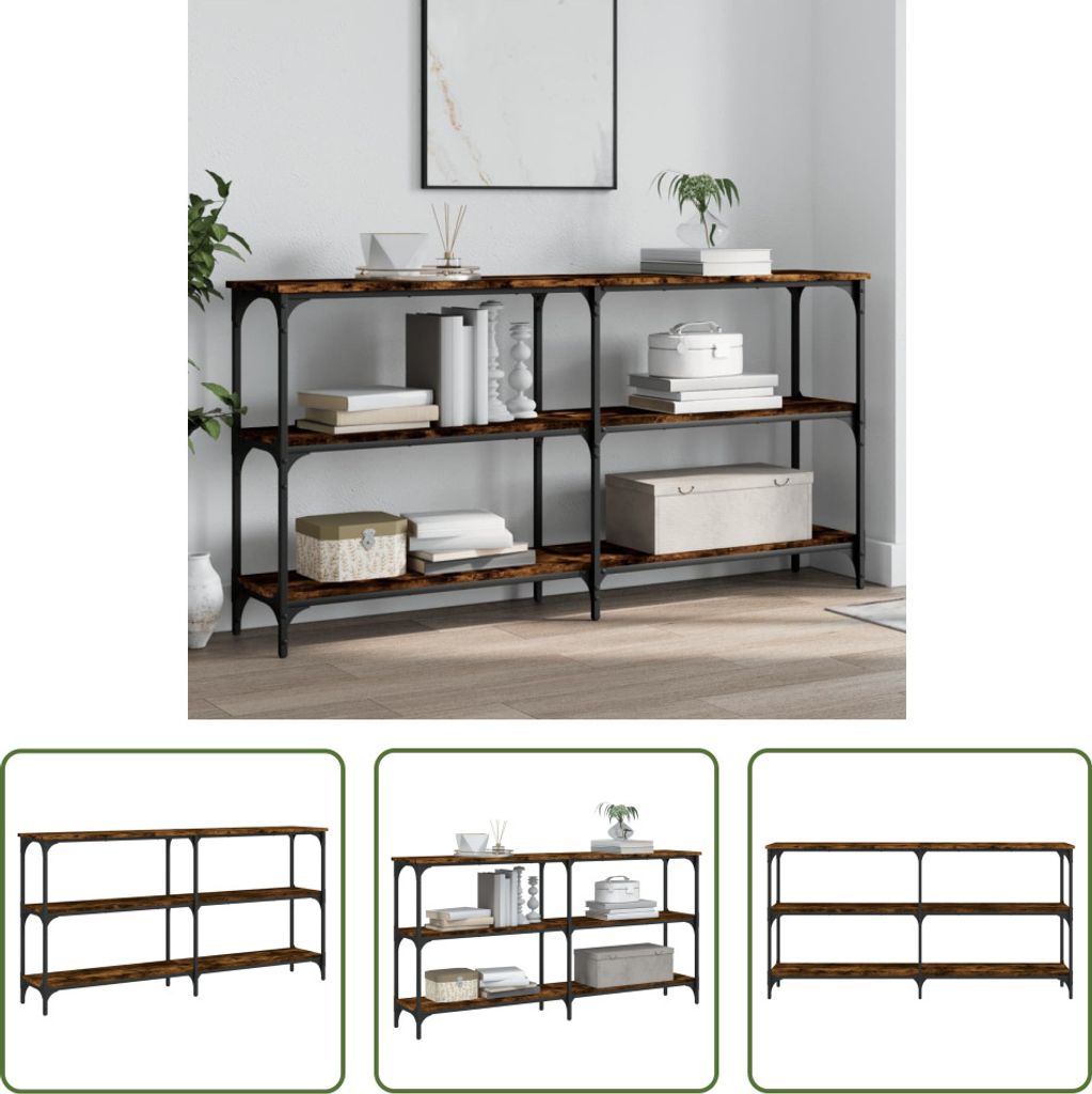 The Living Store Konsolentisch Räuchereiche 150x29x75 cm Holzwerkstoff
