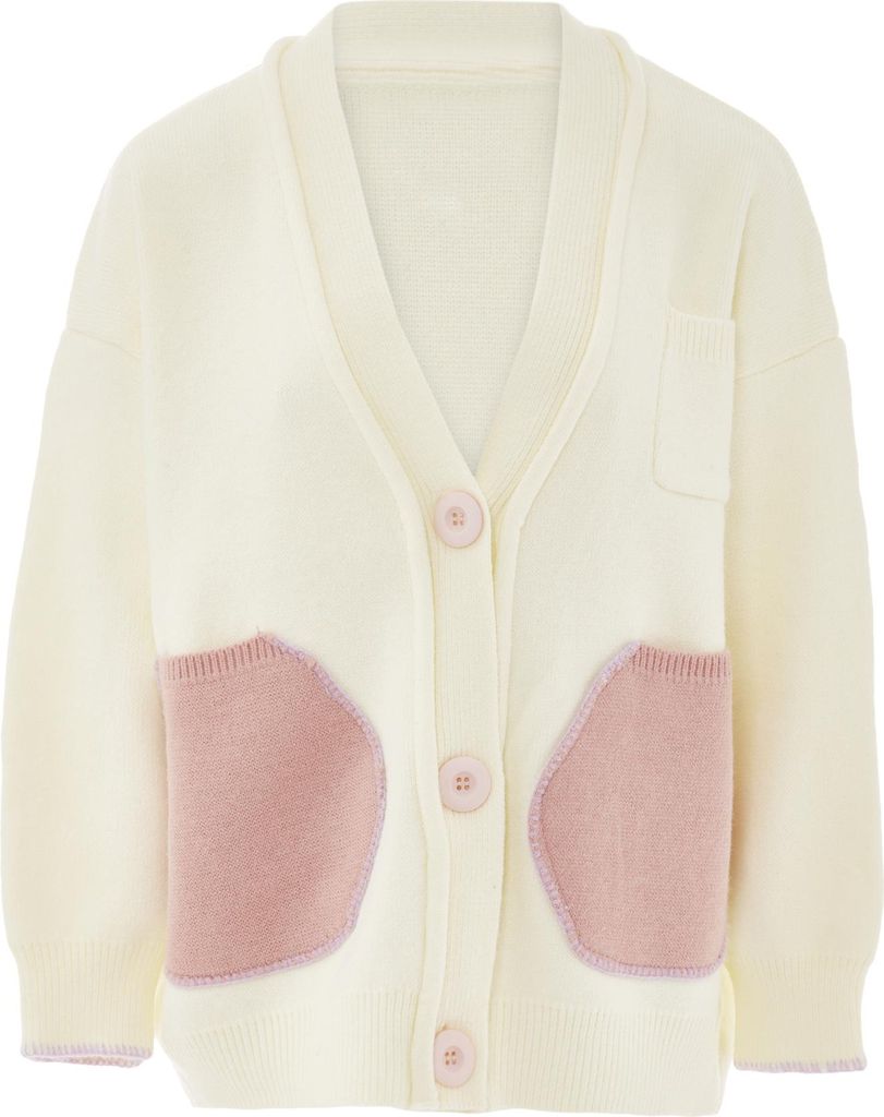 IMMY damen strickjacke - wollweiss pink, M