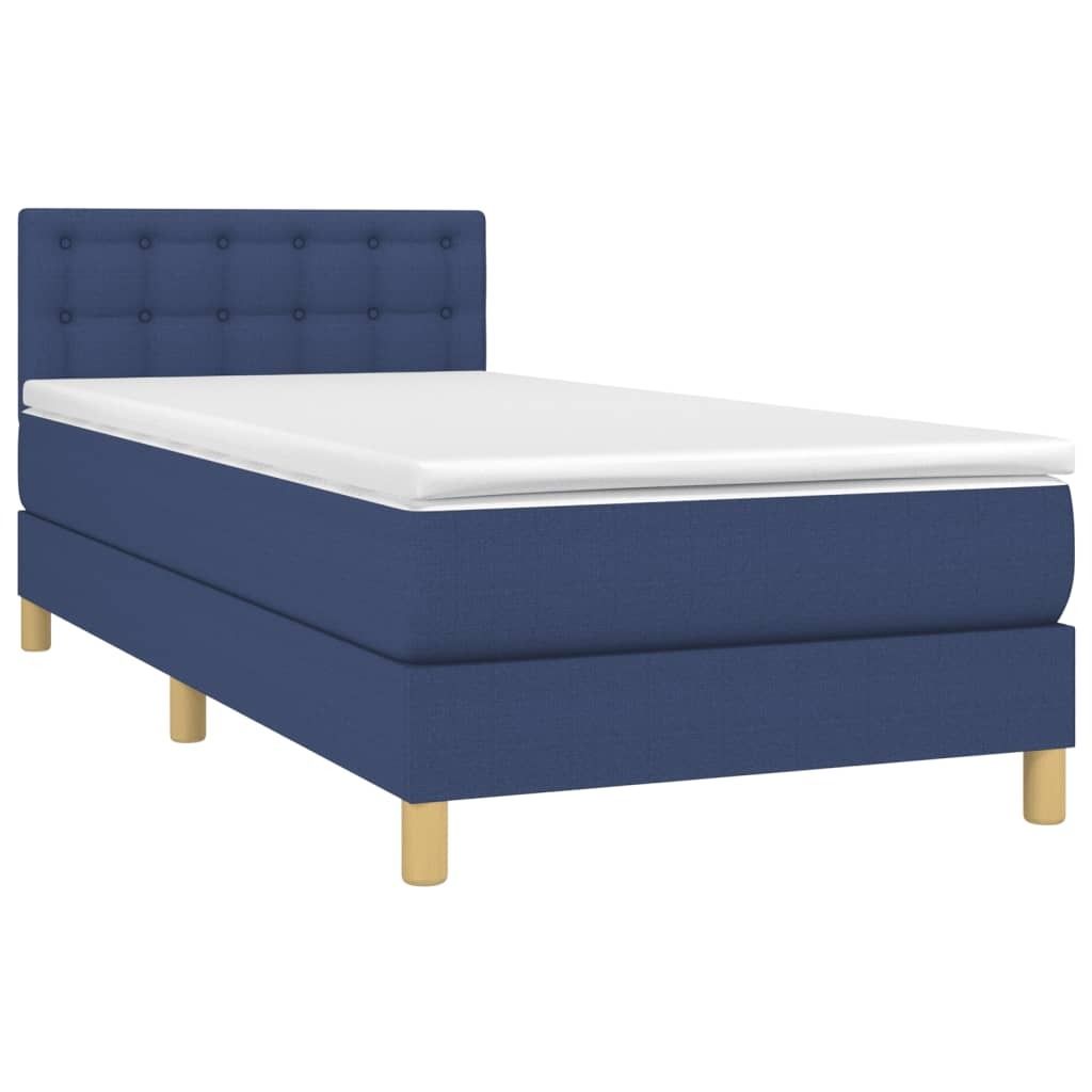 vidaXL Boxspringbett mit Matratze Blau 90x200 cm Stoff