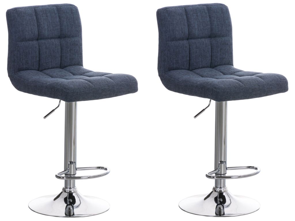 CLP 2er Set Barhocker Peru Stoff drehbar und höhenverstellbar blau