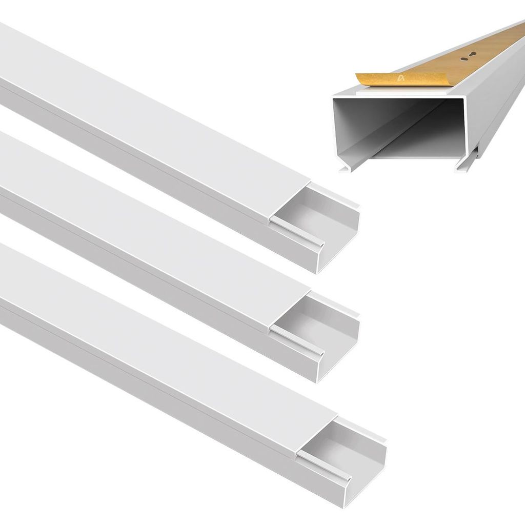 ARLI Kabelkanal selbstklebend 40x25 mm Weiß – 4m Installationskanal mit Klebeband & Bodenlochung IP40 PVC