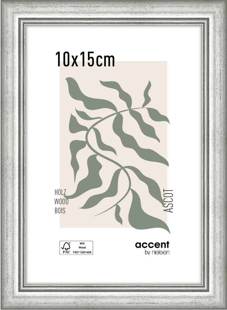 accent by nielsen Holz Bilderrahmen Ascot, 10x15 cm, Silber
