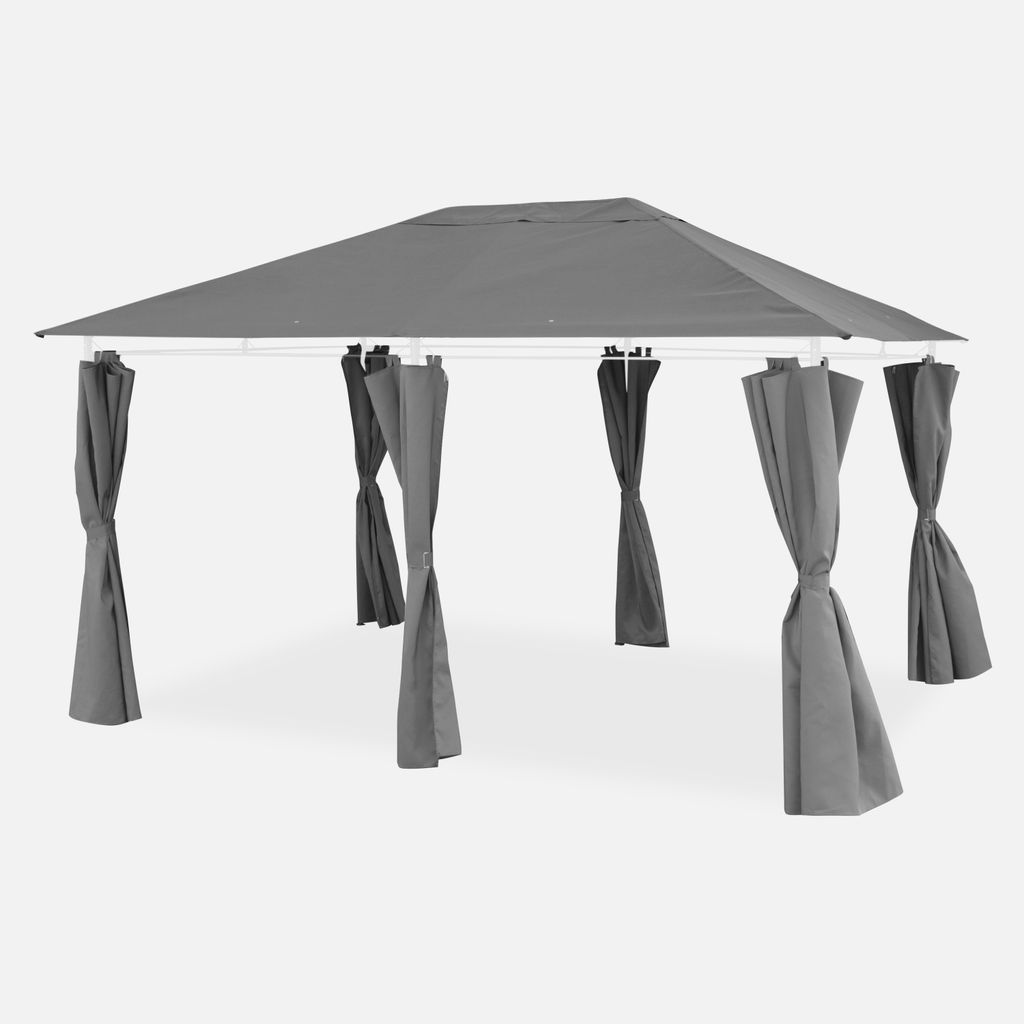 sweeek - Dachtuch + Vorhänge für Pergola 3x4m Divio - Grau