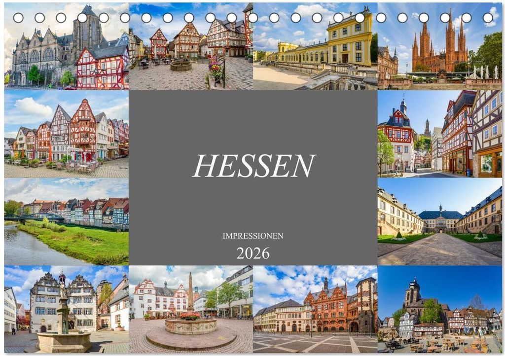 Hessen Impressionen (Tischkalender 2026 DIN A5 quer), CALVENDO Monatskalender