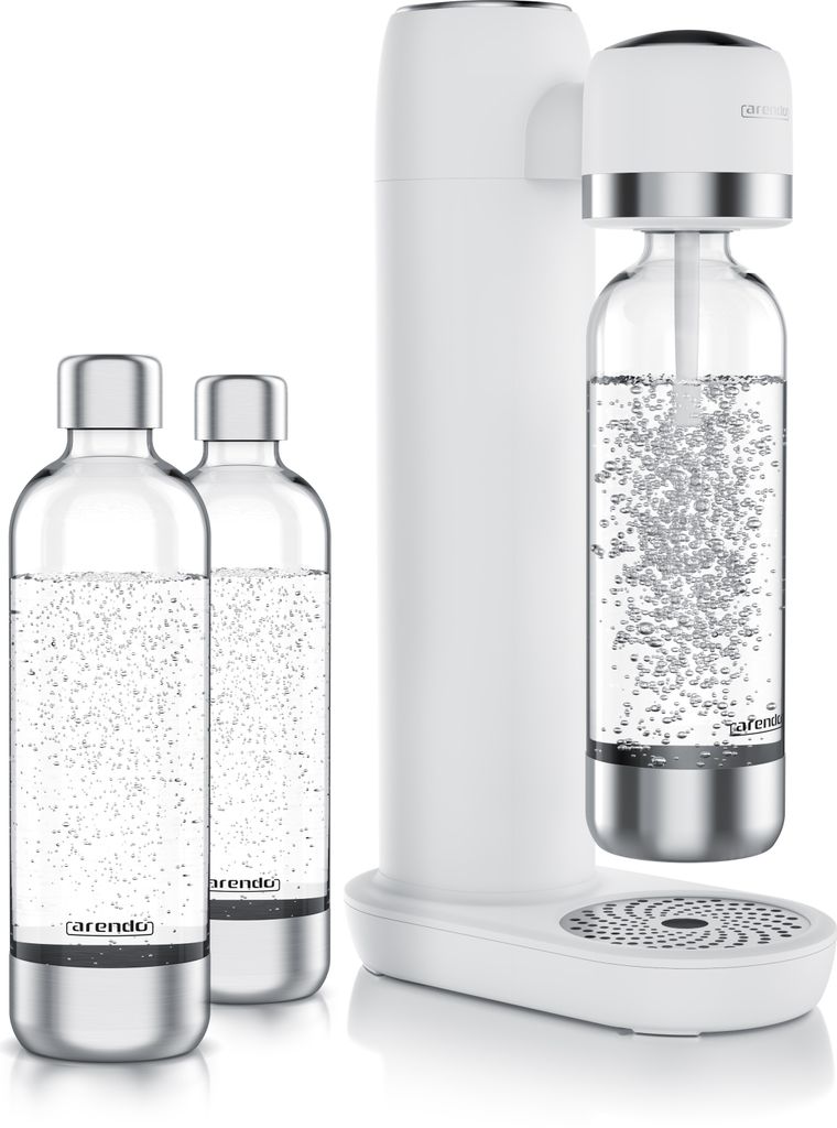Arendo Wassersprudler, Soda Maker, inkl. 3x 1L PET-Flasche, BPA-frei, fein dosierbar, kompatibel mit 60l CO2-Zylindern, SodaStream Easy/Cool, PET/A...