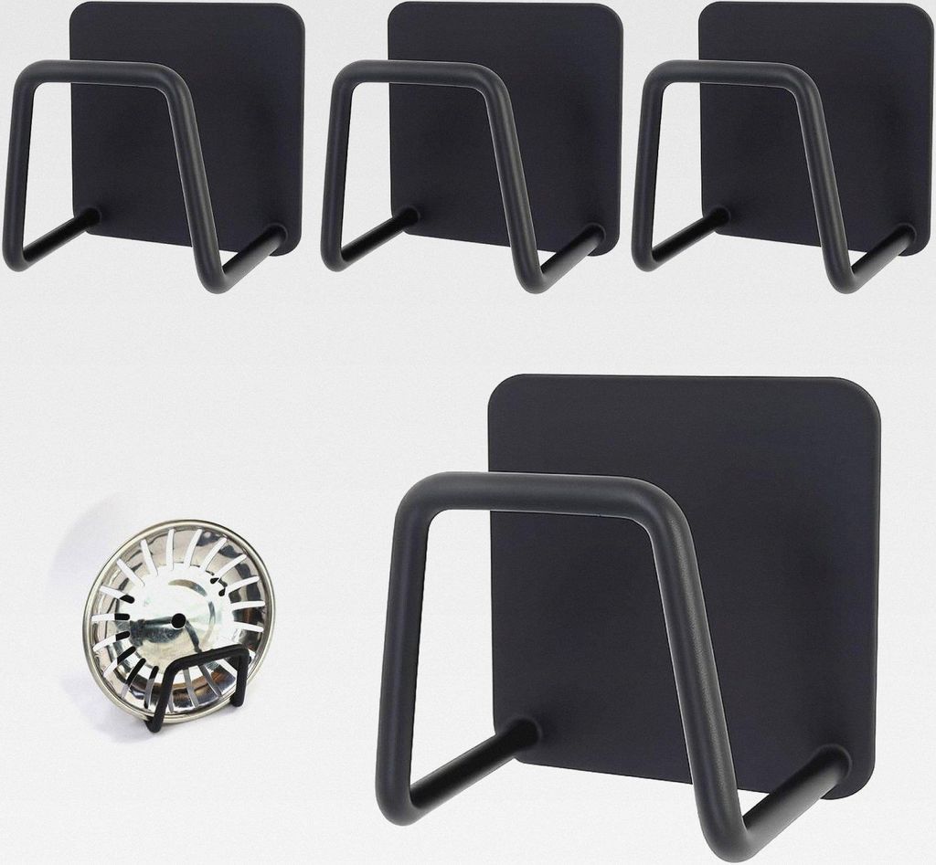 4 Stück Schwammhalter Küche, Edelstahl Schwammhalter Ohne Bohren, Sponge Holder Kitchen Sink, Wandmontage Spülbecken Organizer für Schwämme un...
