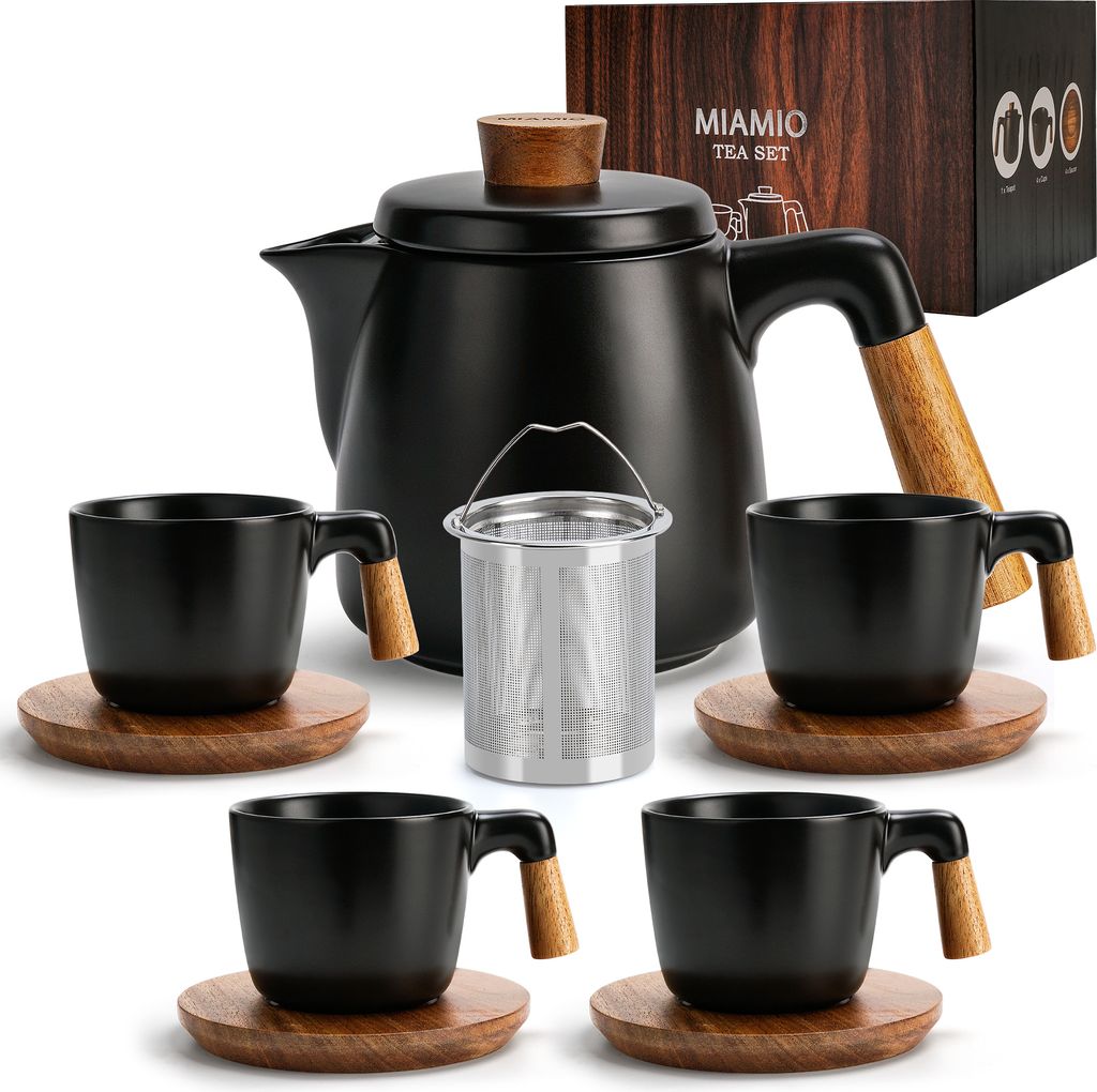 MIAMIO - 1 Liter Keramik-Teekannen-Set mit Siebeinsatz und Produktbild 